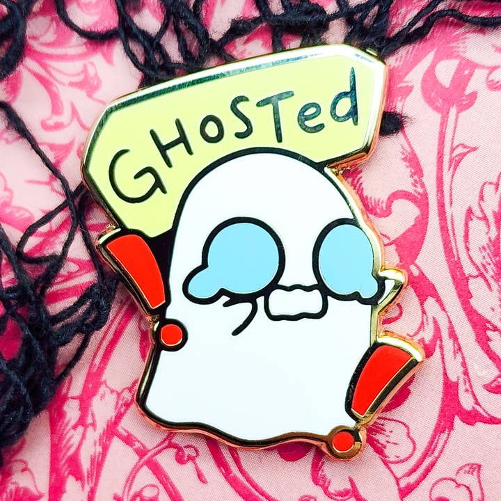 Ghosted Ghost Enamel Pin for wholesale by Toku Arts