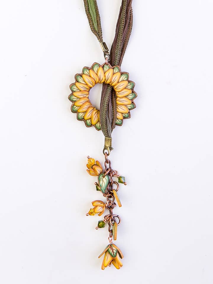 Lariat con borlas - Campo de girasol para venta al por mayor de Petal Pushers by Janet Pitcher