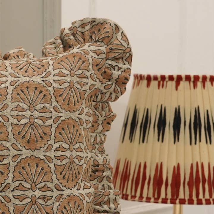 Fabdivine - Vente Housse de coussin - Housse de coussin en lin épais à volants imprimé bohème - Bejhni2