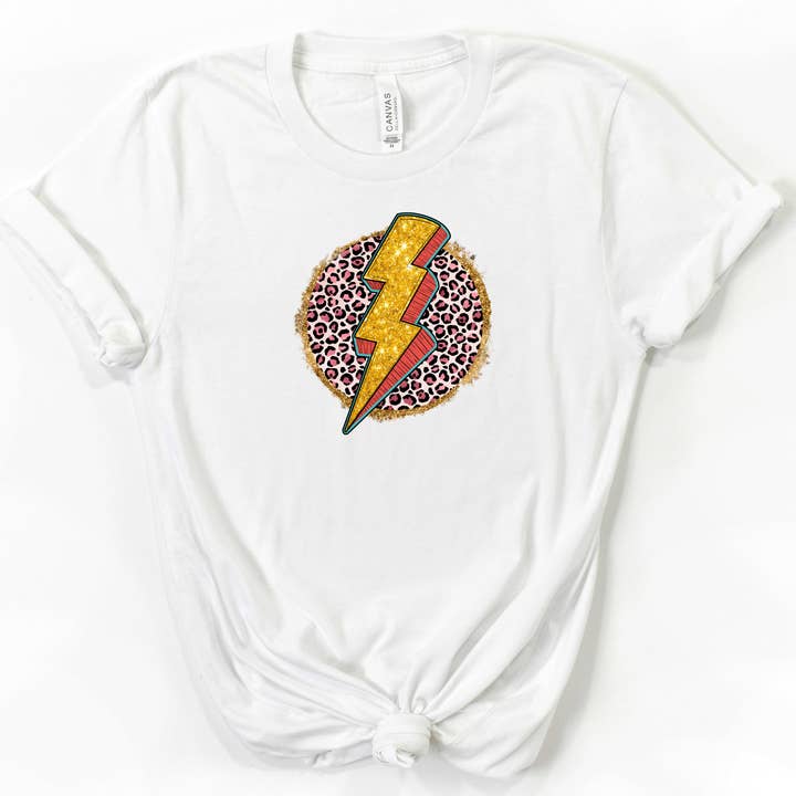 Western Lightning Leopard Print Grafisk T-shirt för kvinnor S-2XL för wholesale av Shine Thrive Grow