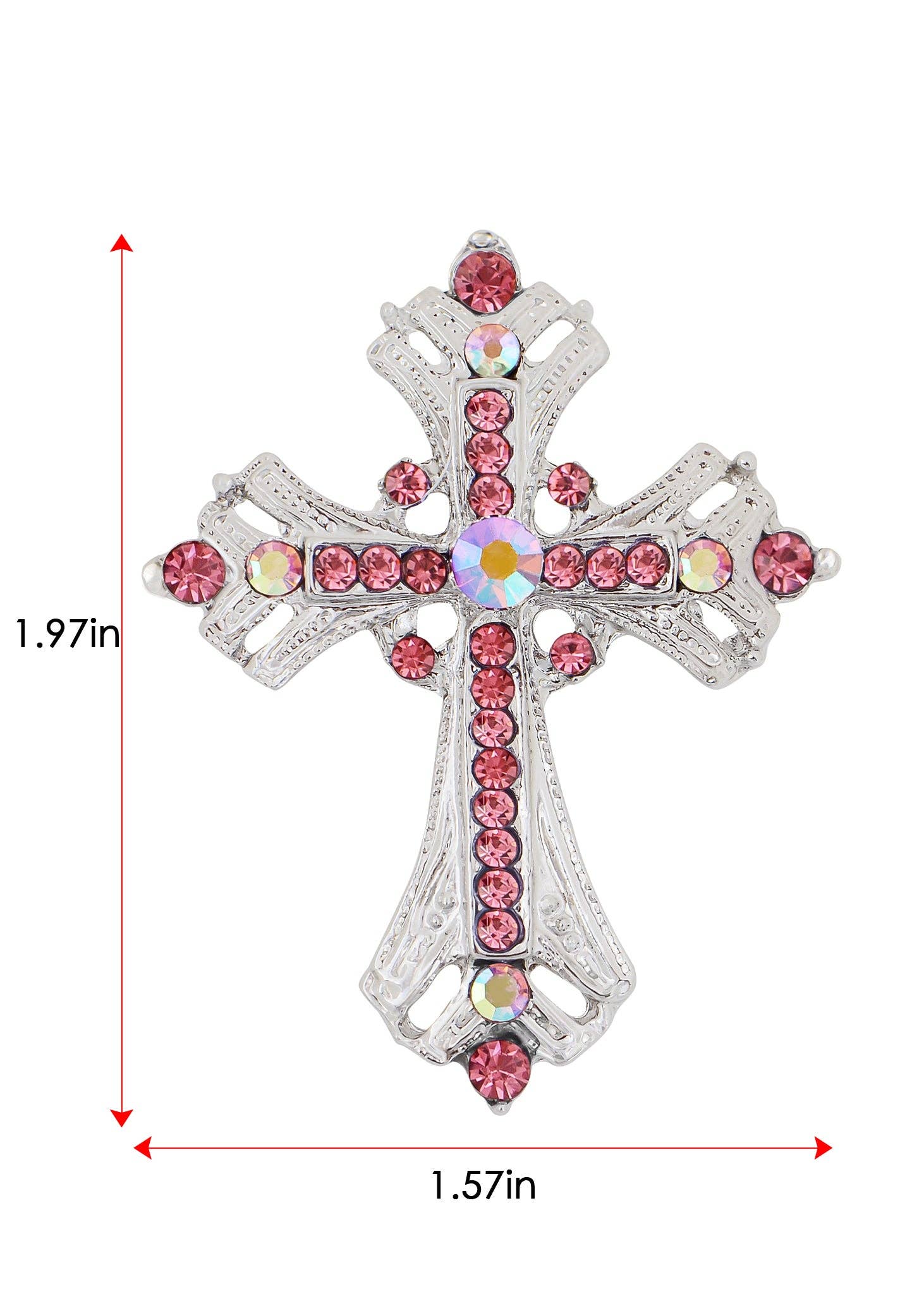 AK Brand - Vendita all'ingrosso Spille - Spilla a forma di croce religiosa argentata con strass47