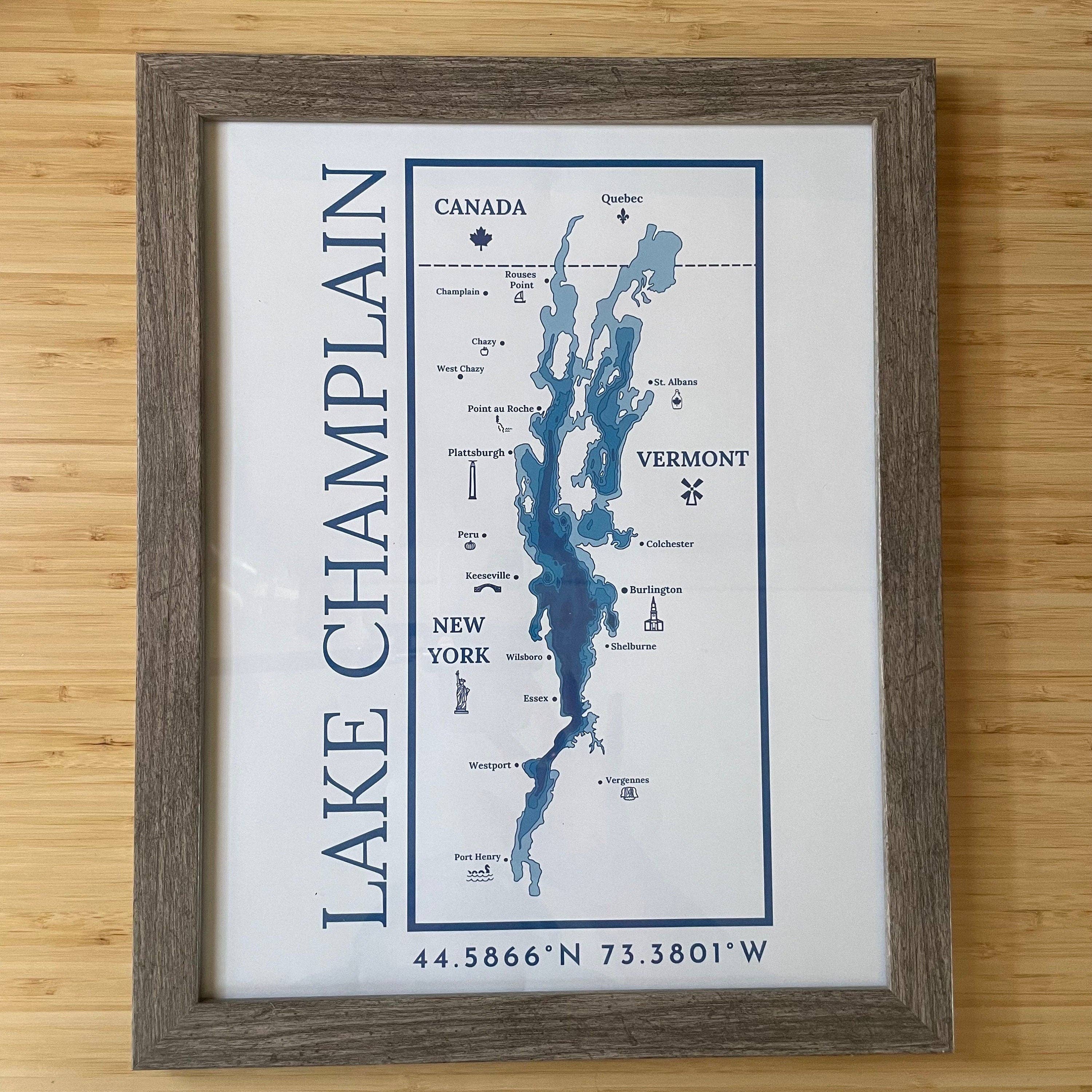 Just Wandering Co. - Wholesale Art Print - Lake Champlain Print Wall Hanging | Plattsburgh, New York | Burlington, Vermont | North Country Gift, Present | Custom Lake |  Upstate NY |3