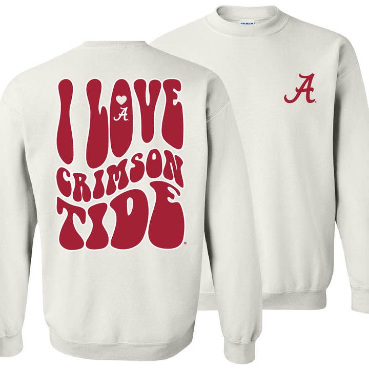 Girlie Girl Originals - Wholesale Graphic Sweatshirt - Women's - College-Alabama Love Team Sweatshirt-White