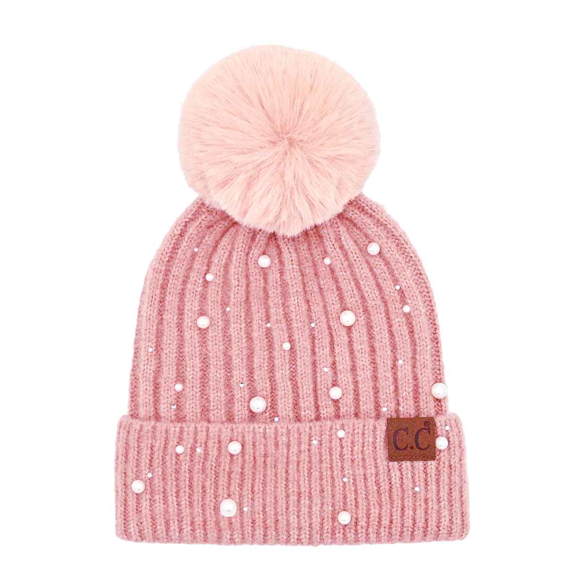 MiMi Wholesale - Wholesale Beanie - Women's - HAT4008 Naomi Pearl Embellished Pom Beanie6
