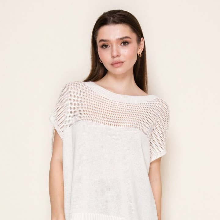 Top de Malha Sólido Sem Mangas T11890 por atacado de White Birch