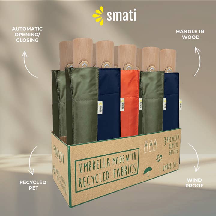 Recycled PET Color Umbrella Box + with their Strap for wholesale by SMATI