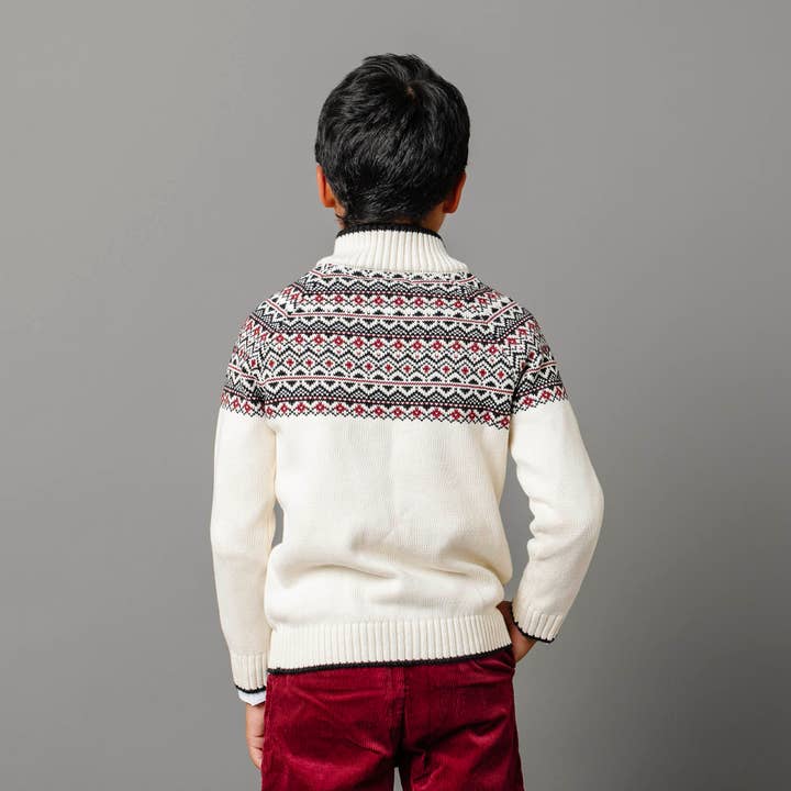 Ivory City Fair Isle Organic Half Zip Ski Sweater - Baby for wholesale on Faire8