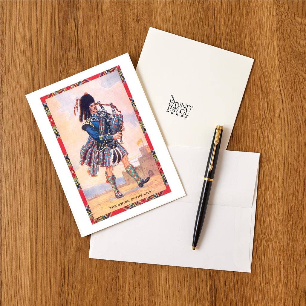 Found Image Press - Wholesale Stationery/Notecard Set - Greeting Card EN-275 The Swing of the Kilt on Bagpipes1
