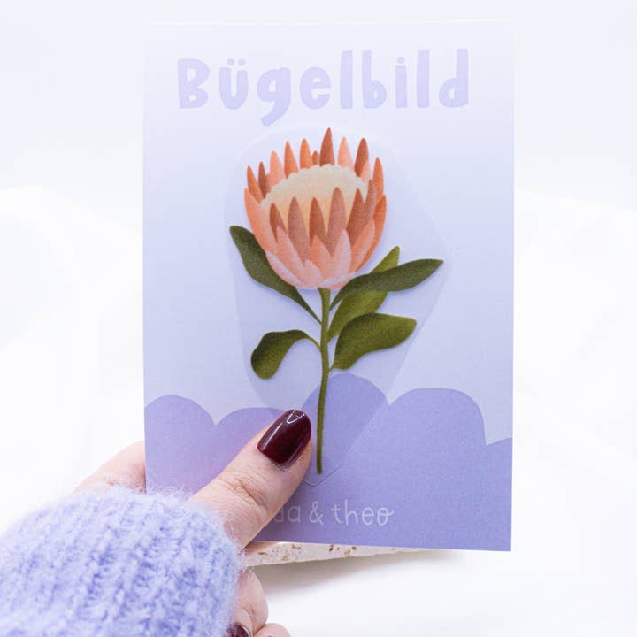 Bügelbild Protea Pflanze Aufnäher Blüte - Geschenk Shirt für den Großhandel von Tilda&Theo