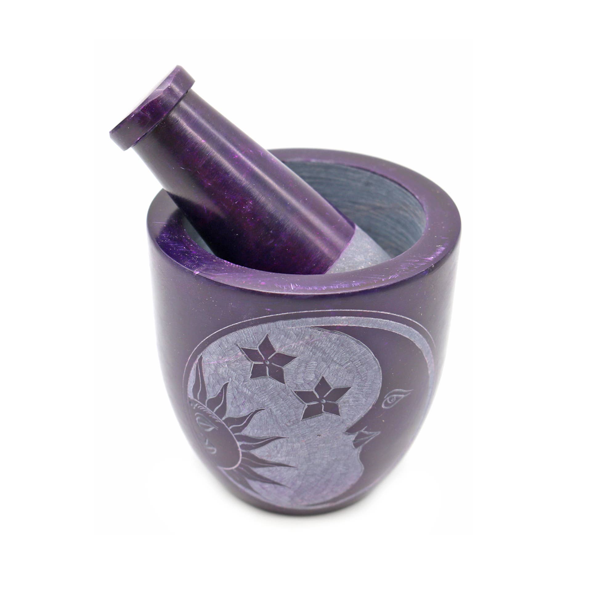 Designs by Deekay Inc. - Wholesale Mortar & Pestle - Soapstone Mortar & Pestle - Purple Celestial (Tall)1