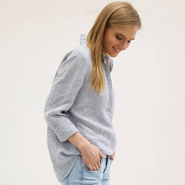 Linen Shirt Blue Stripe Fabio for wholesale by LinenMe