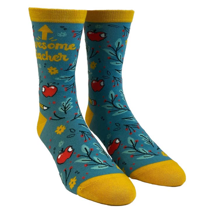 bleu Chaussettes Géniales pour Femmes Enseignante Chaussettes Mignonnes pour Femme Enseignante en vente sur Faire1