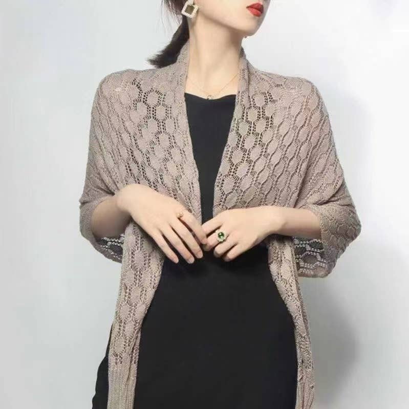 Fennco Styles - Vendita all'ingrosso Cardigan - Donna - Maglione bolero all'uncinetto traforato con maniche lunghe13