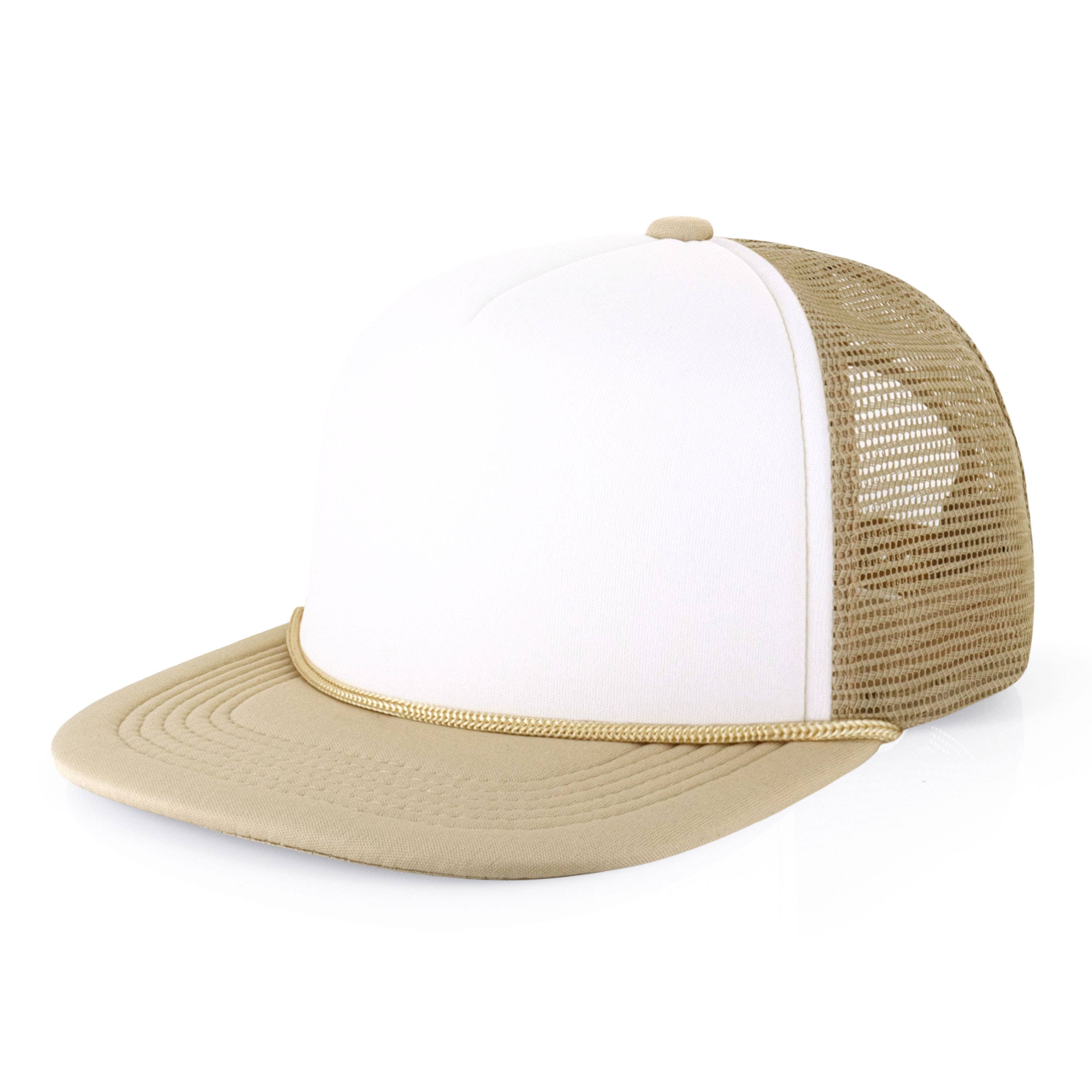 ChoKoLids - Wholesale Trucker Hat - Men's - CHOK.LIDS Plain Two-tone Foam Trucker Flat Bill Cap with Rop26