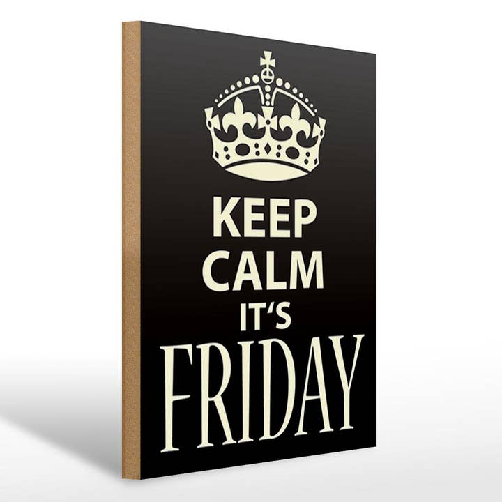 Letrero de madera con texto de 30 x 40 cm con texto «Keep Calm it's Friday», letrero de madera para venta al por mayor de Femer