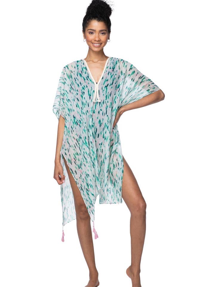 Caftano coprente con stampa Paint Strokes per la vendita all'ingrosso da parte di Pool to Party