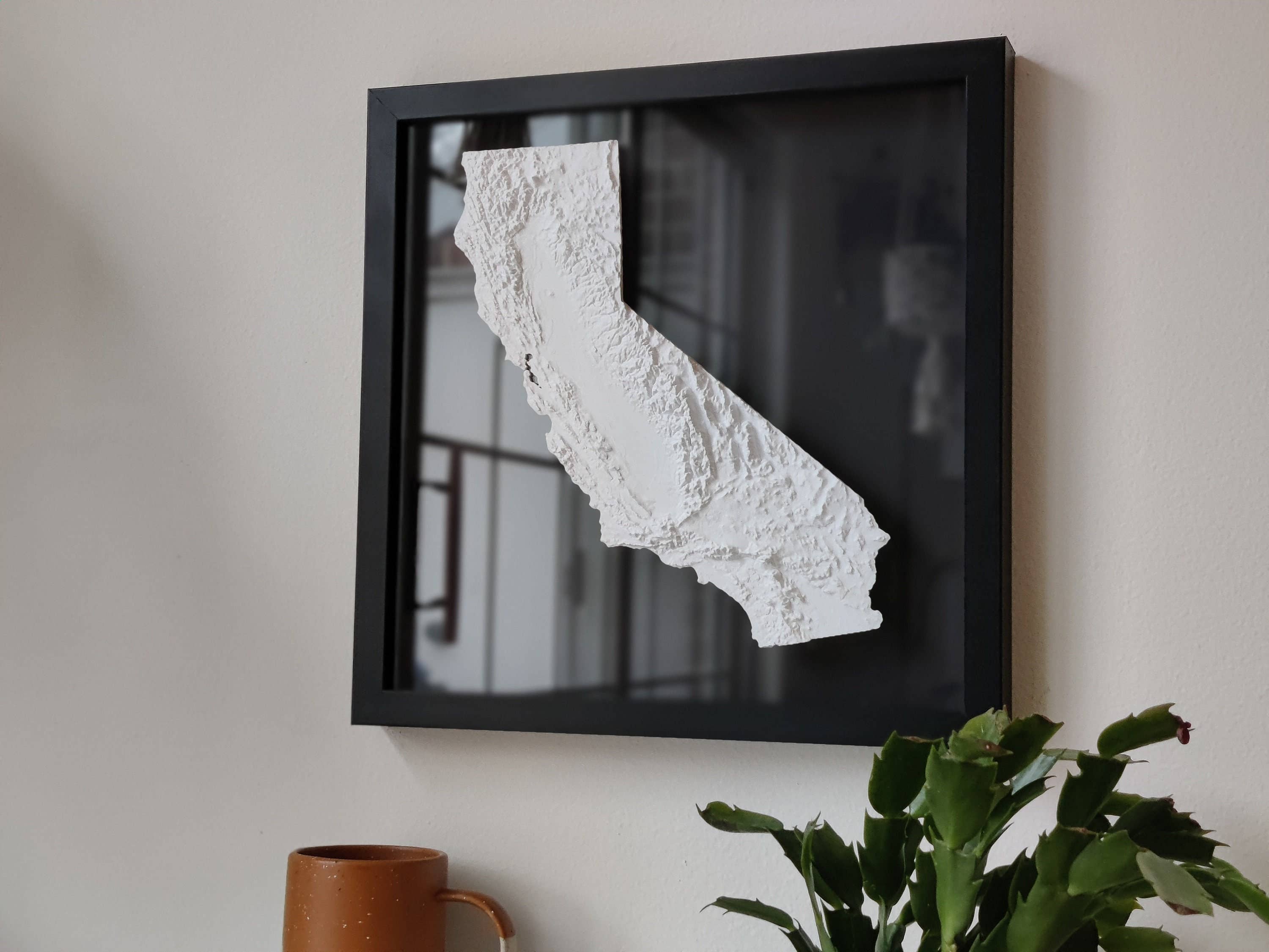 Micropolitan - Wholesale Wall Accent - California 3D Topographic Map | 3D Map Framed Wall Art