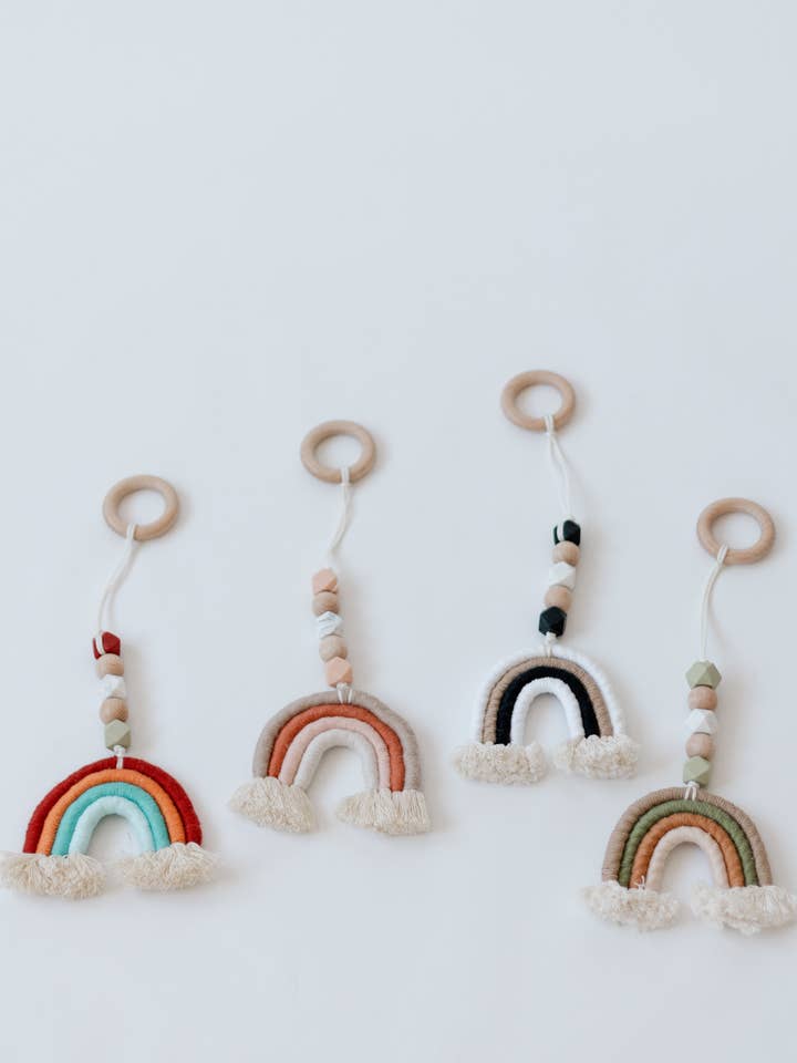 Rainbow Carseat Garland/Gym Toy/Car Ornament for wholesale by My Little Songbird