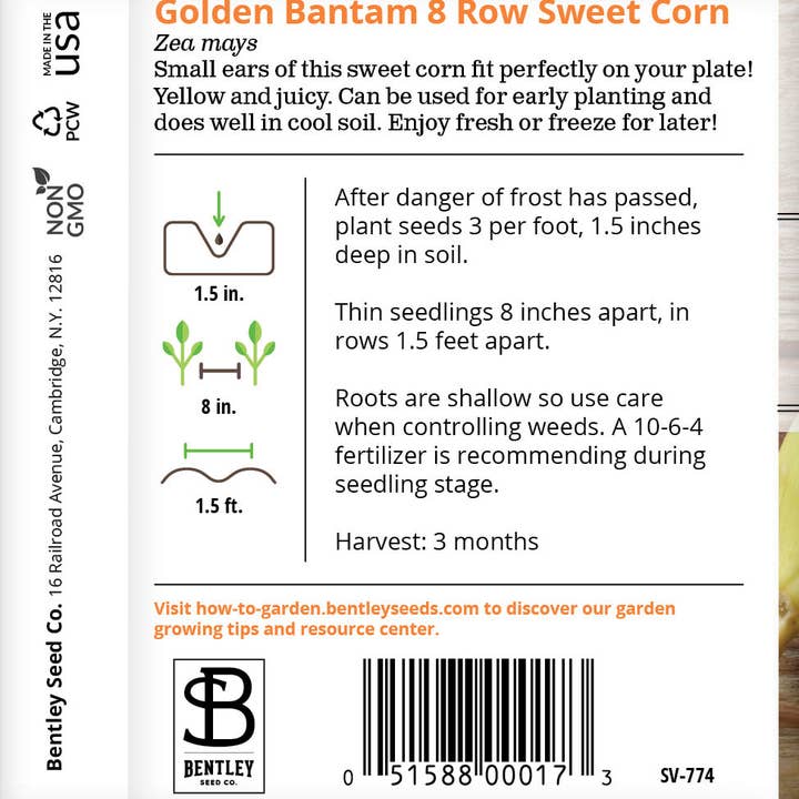 Bentley Seed Co. - Wholesale Plant Seeds - Corn, Golden Bantam Seed Packets1