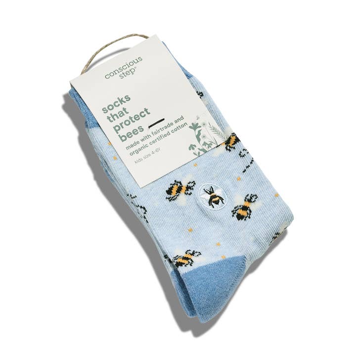 Chaussettes pour enfants qui protègent les abeilles pour la vente par Conscious Step