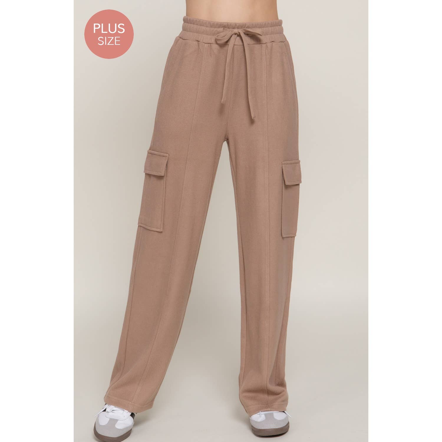 Apolline - Wholesale Pants - Women's - PLUS SIDE POCKET KNIT CORDUROY LONG PANTS1