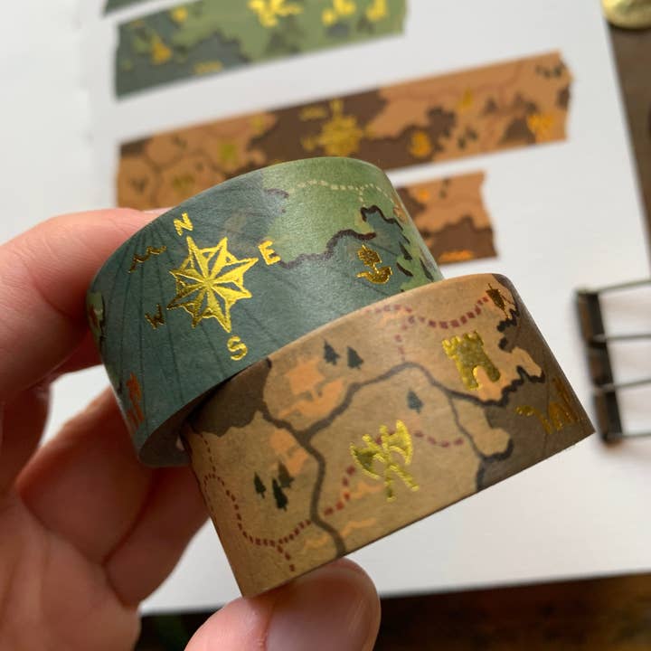 The Creeping Moon - Wholesale Washi Tape - Fantasy maps 20mm gold foil washi tape