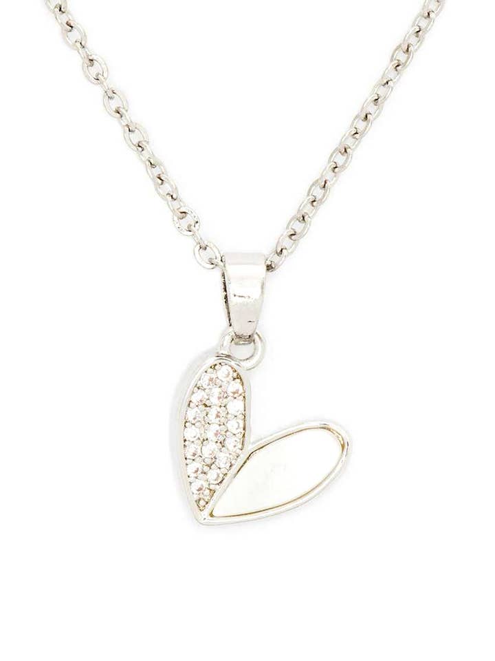 MOP CZ Dainty Heart Pendant Necklace for wholesale by Artini Accessories