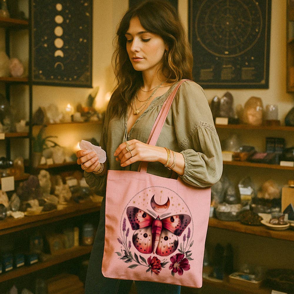 Loftipop - Vente Tote bag – femme - Sac fourre-tout en toile avec papillon floral mystique, cadeaux de la nature céleste2