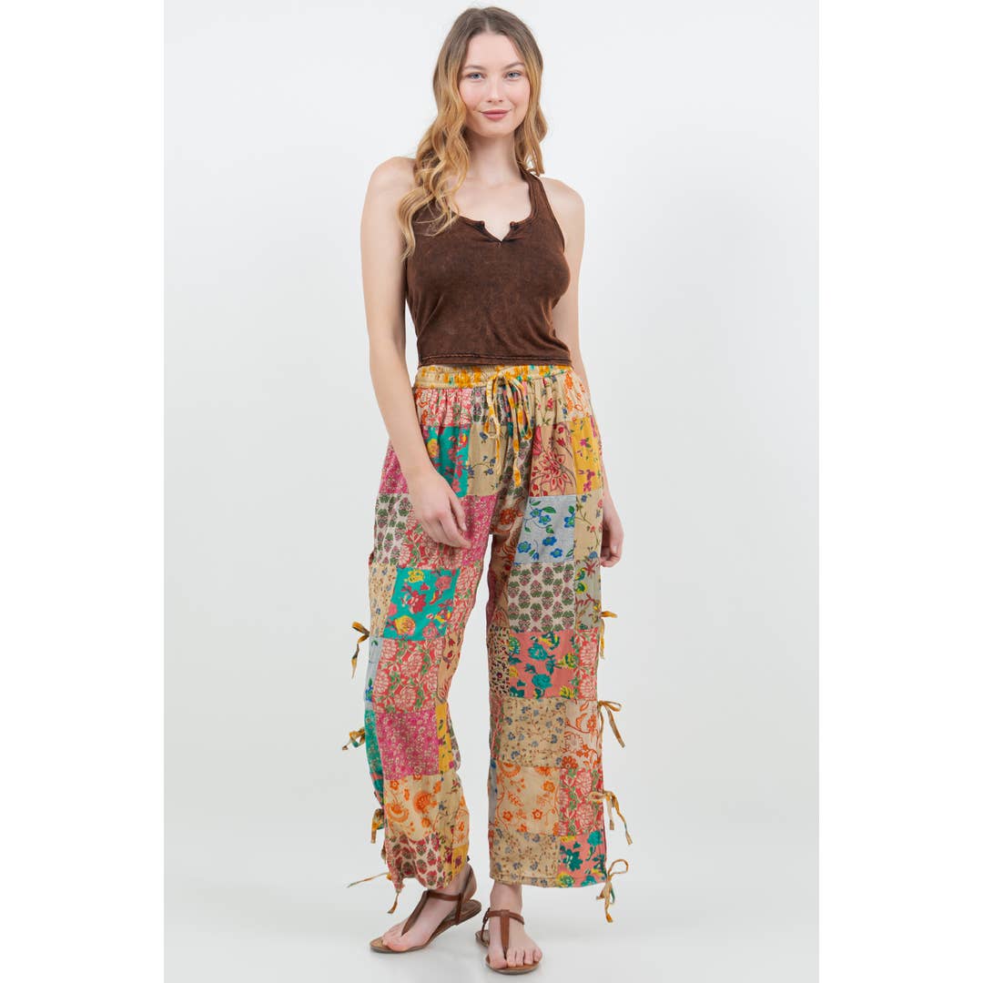 Floral Side Slit Patchwork Pant for wholesale by Avatar Imports LLC