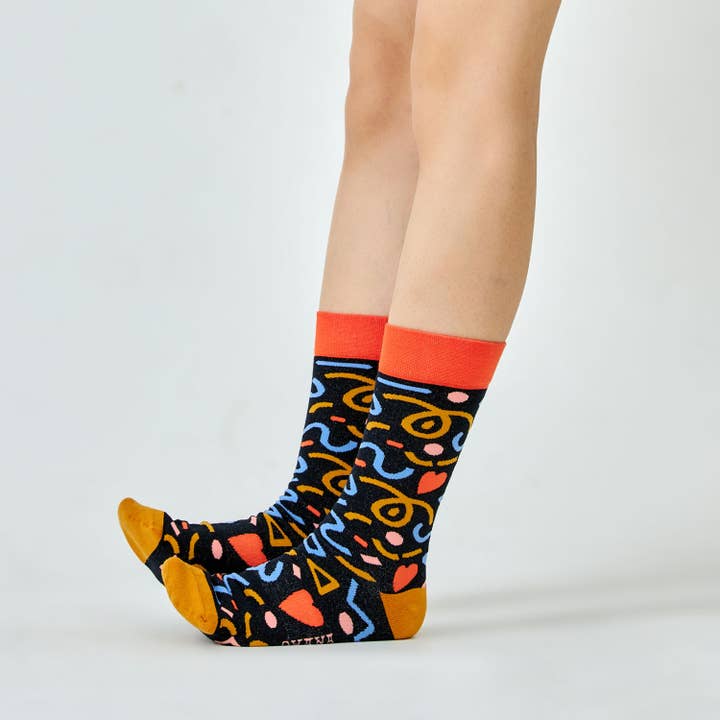 Memphis Deco Pop Crew Socks | Unisex | Combed Cotton for wholesale by Ohana Sunshine