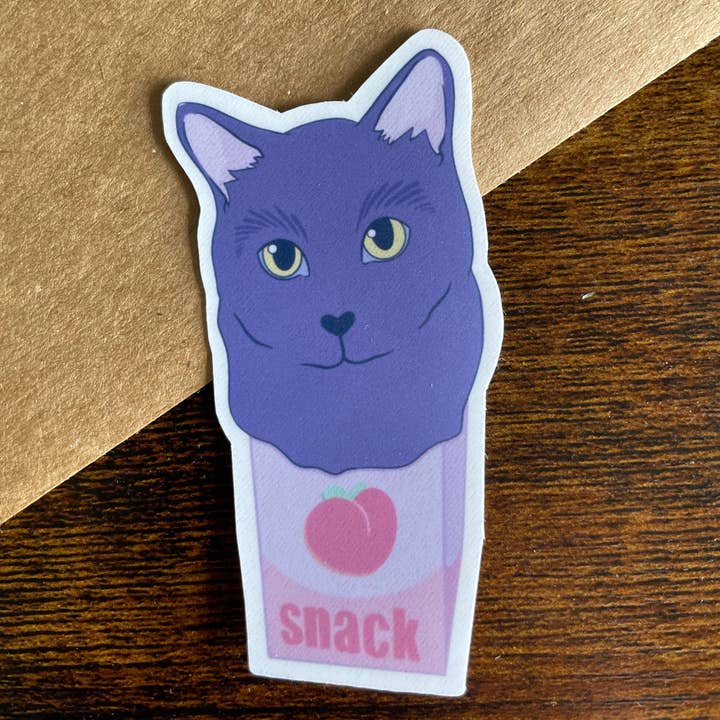 Cat in a Snack Box Sticker for wholesale by Lunar Splendor