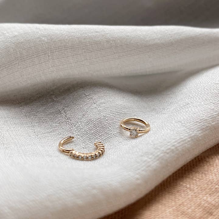 ZOHREH - Wholesale Huggie Earrings - Mini Diamond Eternity Seamless Huggie Hoop Earring 9k Gold2