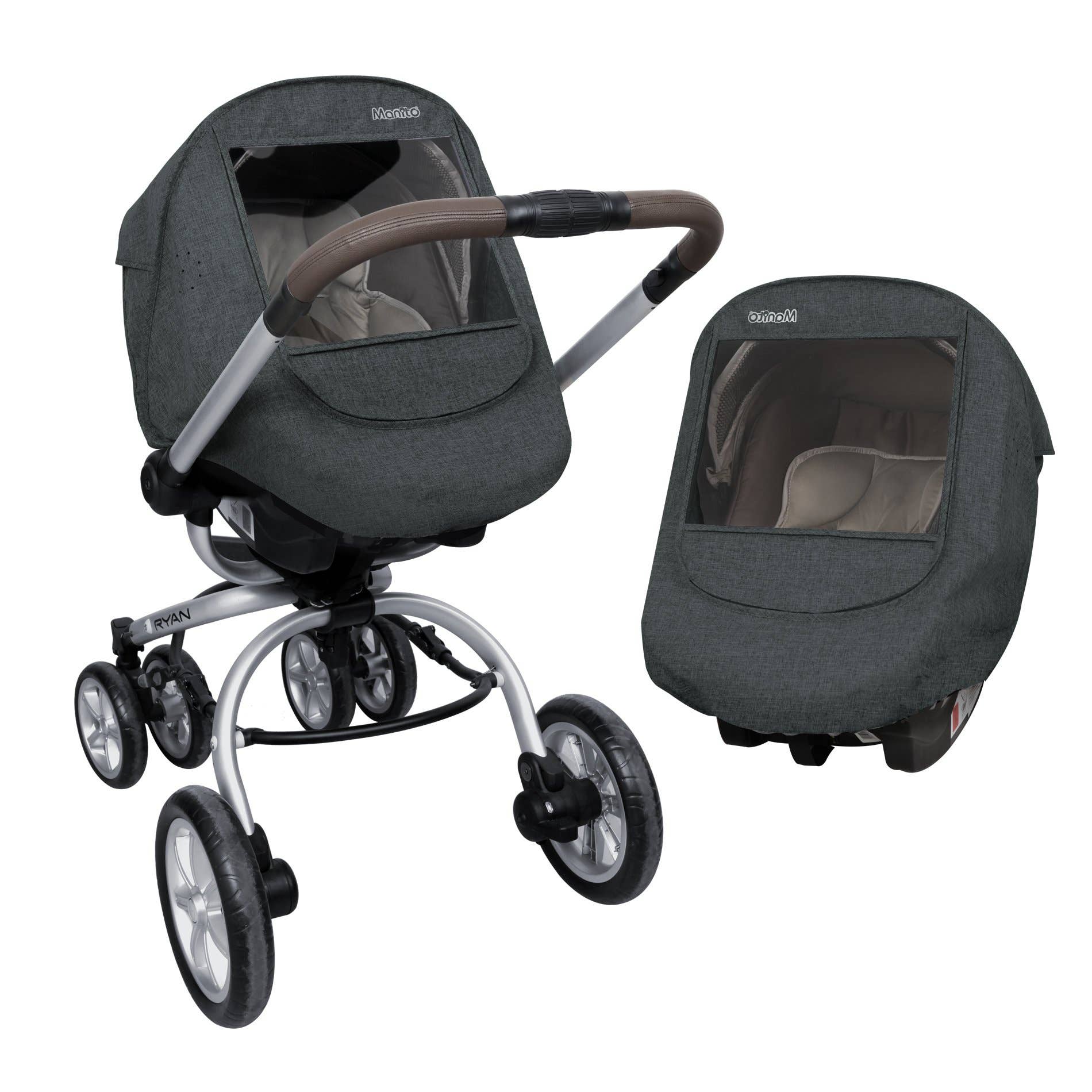 Manito - Venta al por mayor Funda de asientos de coche - Niños y bebés - Protector de clima para asiento de coche infantil Melange (gris carbón)1