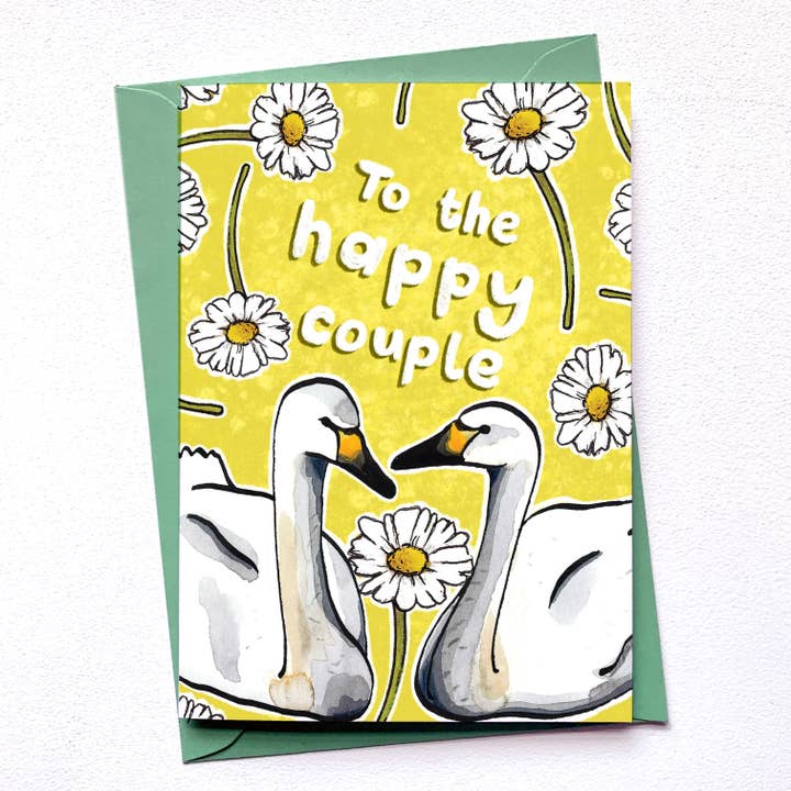 To the happy couple swan card for wholesale by Alexia Claire Ltd