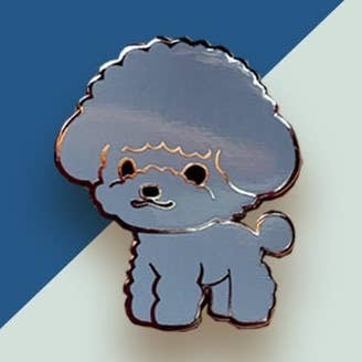 Enamel Pin - Teacup Toy Poodle Pin (Silver/Gray) for wholesale by Thousand Skies