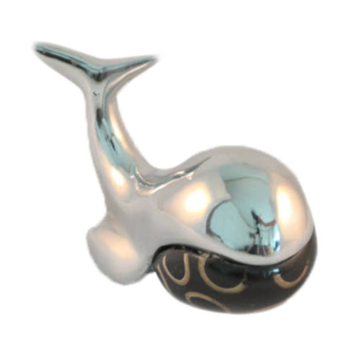 Mini figura de ballena en aluminio reciclado e inserciones naturales para venta al por mayor de Handcrafted Gift