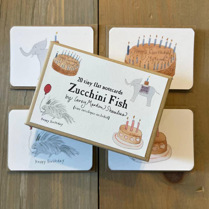 Note piatte piccole di compleanno per la vendita all'ingrosso da parte di Zucchini Fish