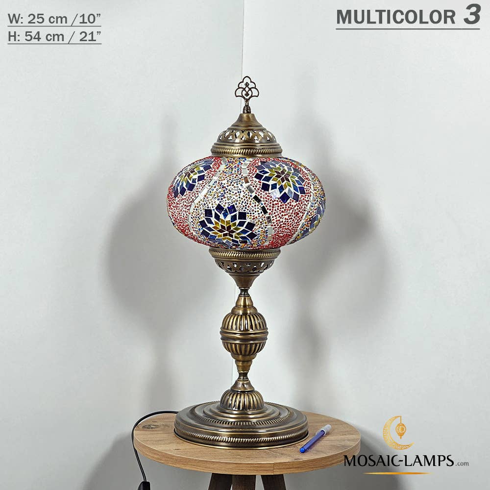 Mosaic Lamps - Wholesale Accent/Desk Lamp - 10+ Colors - Turkish Mosaic X Large Globe Table Lamp, Marrak38