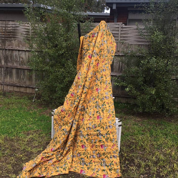 Glamthread - Wholesale Quilt - Linen Connections Indian Kantha Blanket Throw Duvet Set - Yellow Haze4