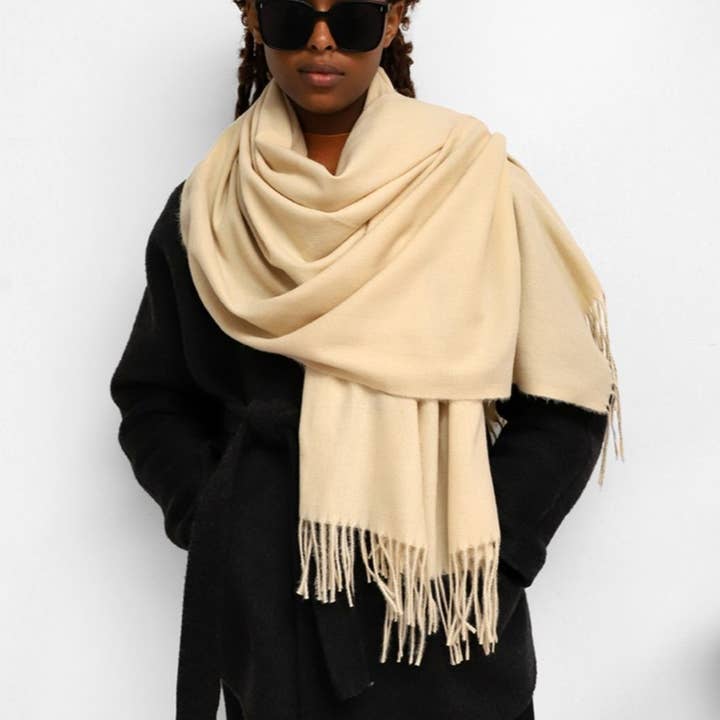 Cozy Warm Solid Color Knit Tassel Scarf for wholesale by MKS America