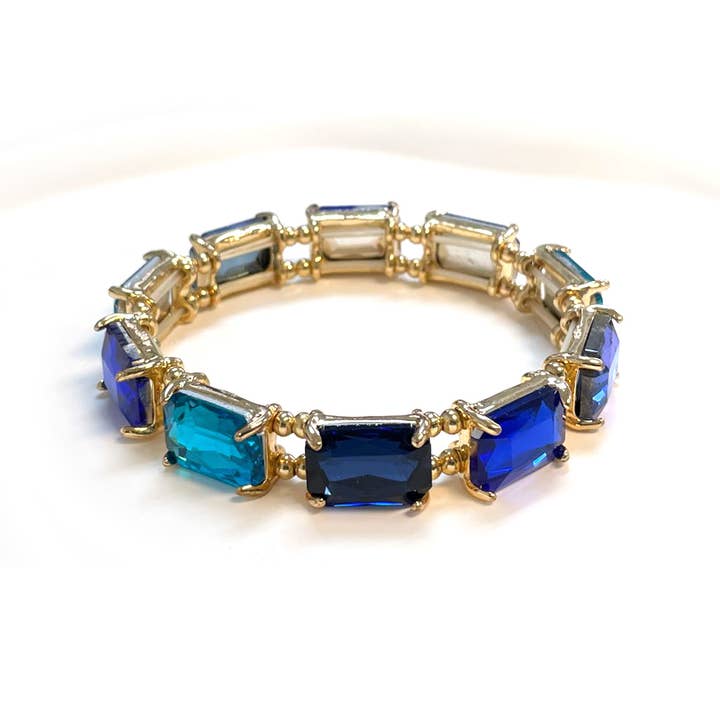 StarryNYC - Wholesale Beaded Bracelet - Emerald Cut Crystal Glass Bead Stretched Bracelets