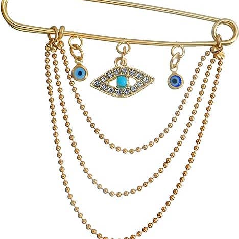 Charmed by the Evil Eye: Multi colored Elegant Brooch Women for wholesale by Gemscape UK