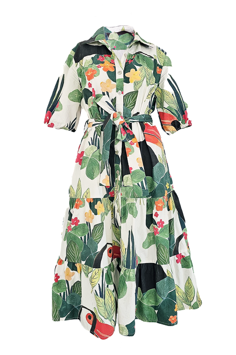 Ostara Collection - Wholesale Dress - Women's - Island Time 100% COTTON MIDI Dress0