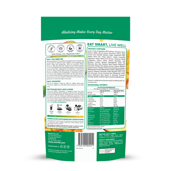 Morlife - Wholesale Protein/Superfood Powder - Alkalising Greens Tropical Crush 200g1