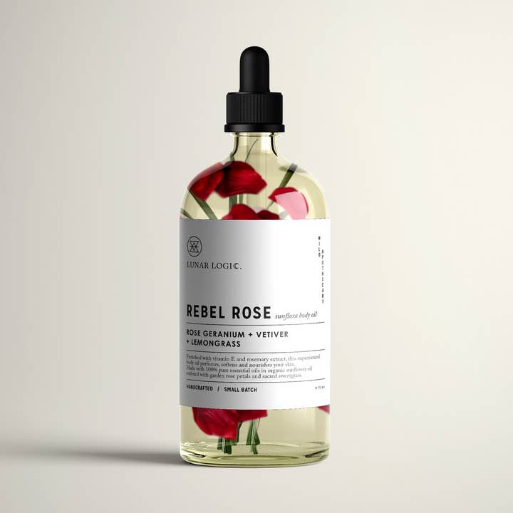 REBEL ROSE / Sunflora Body Oil for wholesale by Lunar Logic Wild Apothecary