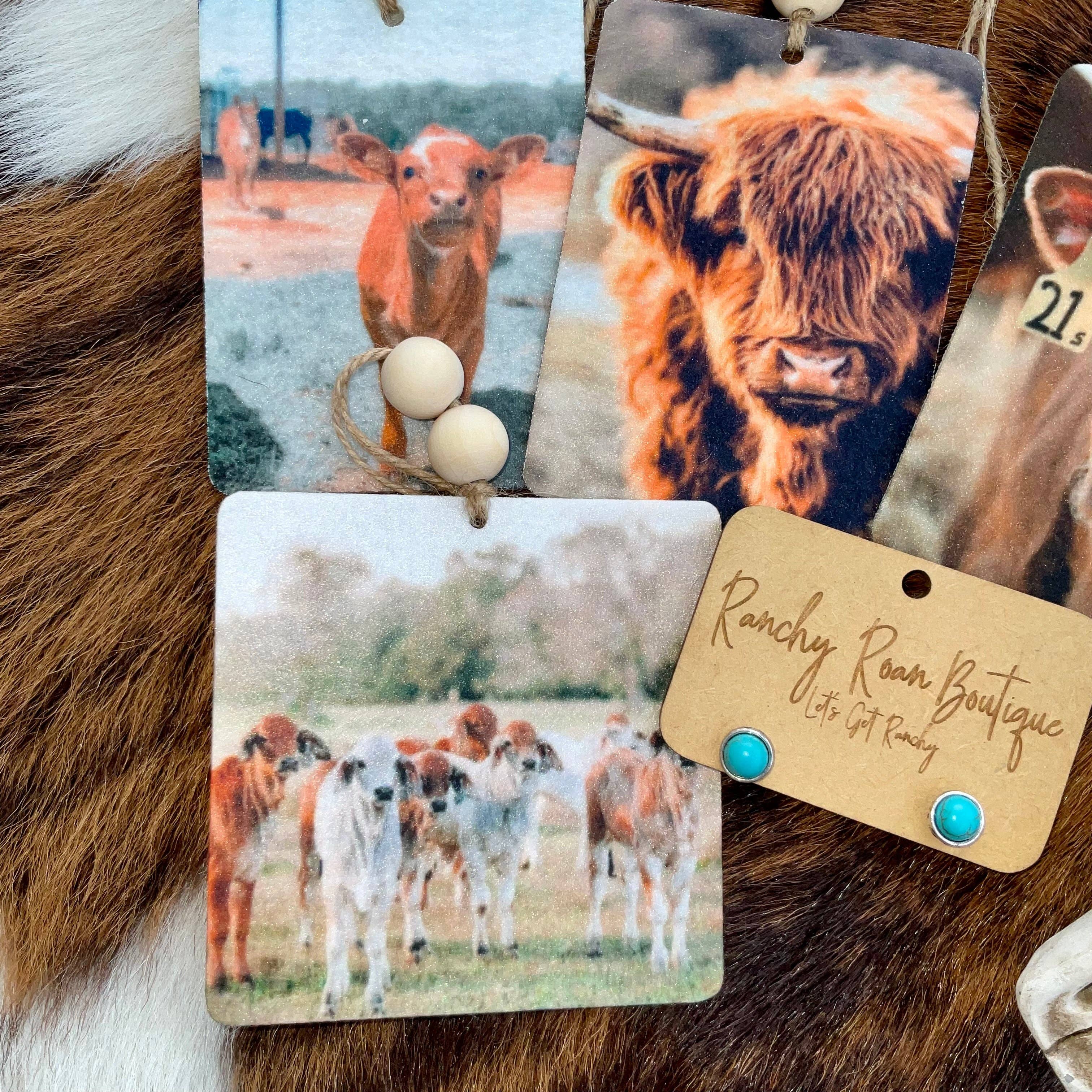 Ranchy Roan Boutique - Wholesale Car Freshener - Women's - Cow Western Cattle Felt Freshie2