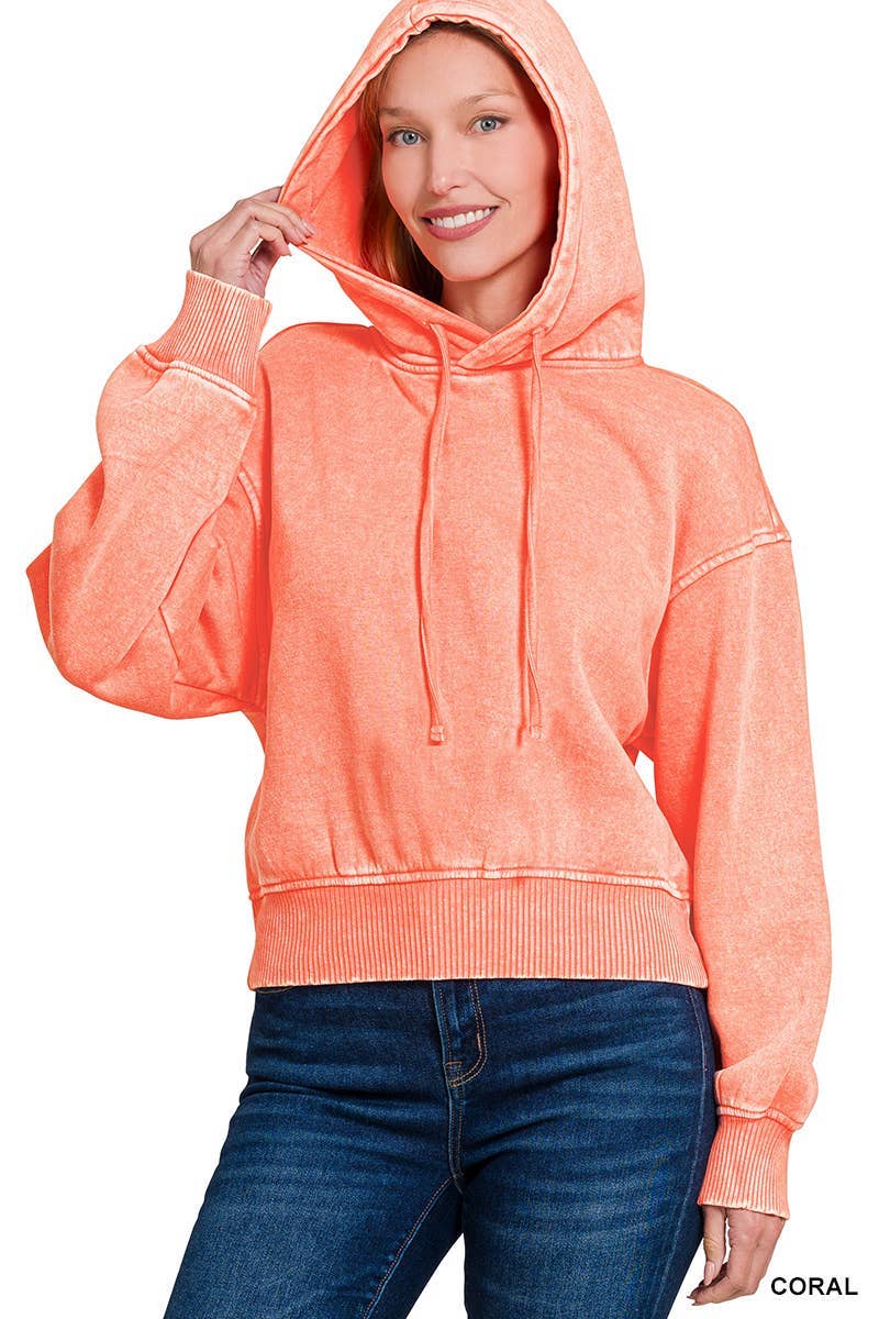 Vanilla Monkey – wholesale Hoodie - Dam – Acid Wash Fleece Cropped Hoodie5