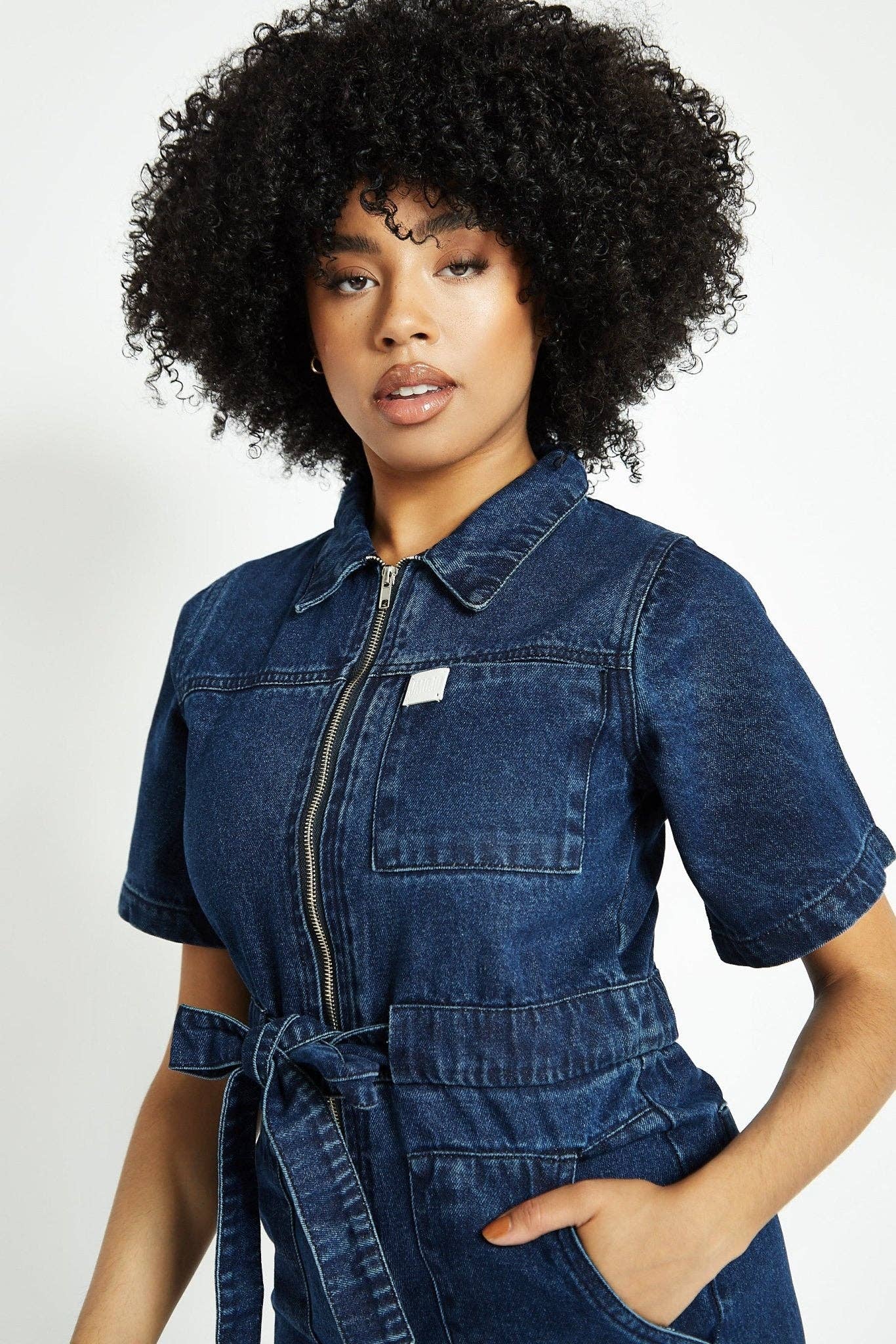 JMOJO UK Limited - Wholesale Jumpsuit - Women's - Orla Short-Sleeve Denim Jumpsuit – Dark Blue2