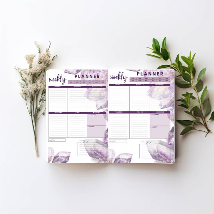 A5 Amethyst Crystal Weekly Planner. 52 pages. Eco Friendly for wholesale by Missh Shop