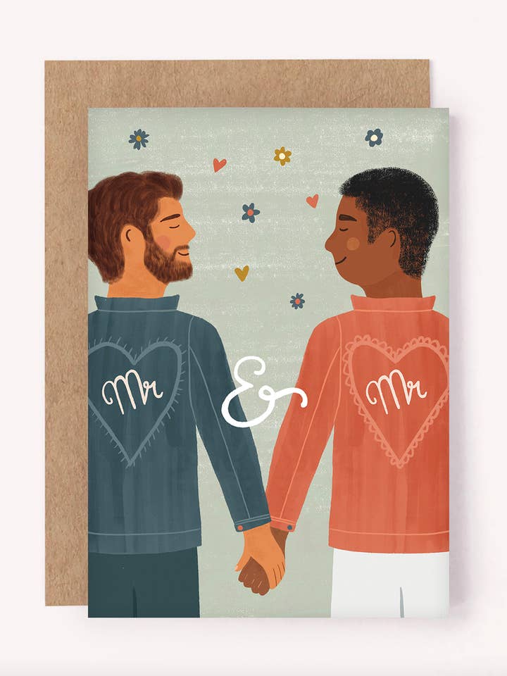 Mr & Mr Wedding Card - Gay Wedding Cards | Pride | LGBTQ+ for wholesale by Lauren Sissons Studio